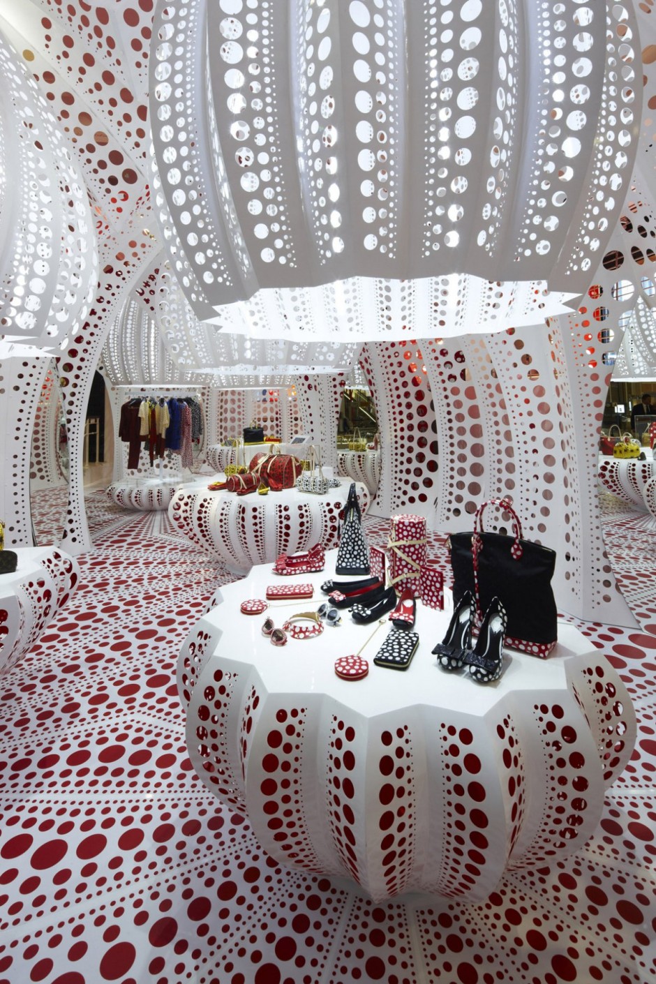 Louis Vuitton & Yayoi Kusama collaborate in window design at Selfridges,  London, UK - 24 August 2012