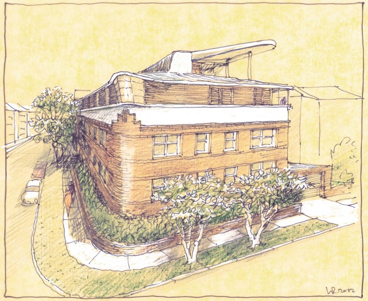 Luigi Rosselli Architects - The Bow Window Penthouse concept sketch (2)