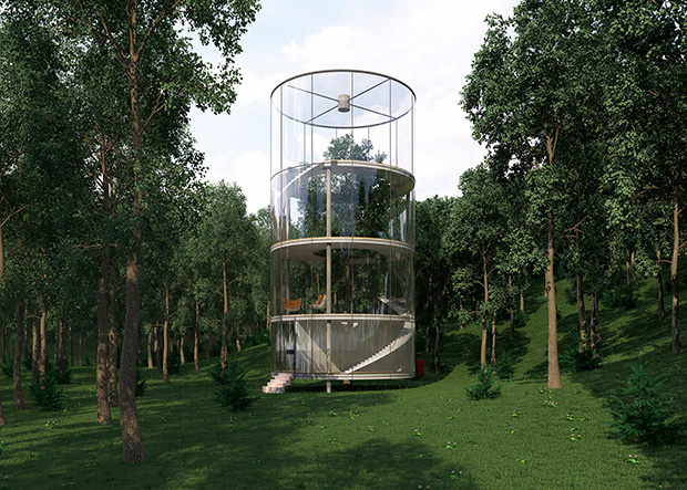 tubular glass house