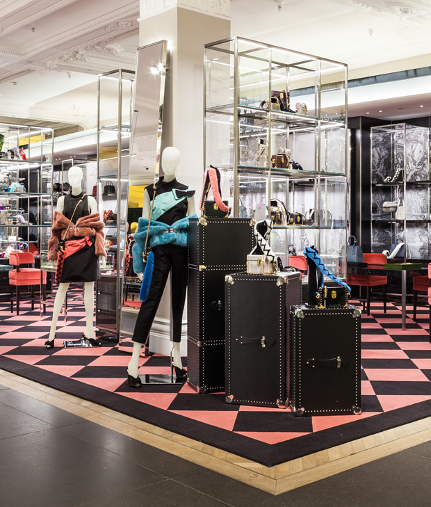 Prada handbag concession in Harrods.