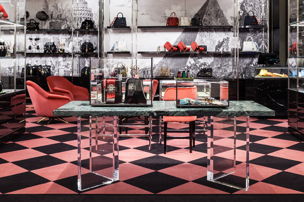 Prada handbag concession in Harrods.