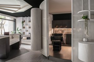 Mute White Salon by Han Yue Interior Design Co., Ltd.