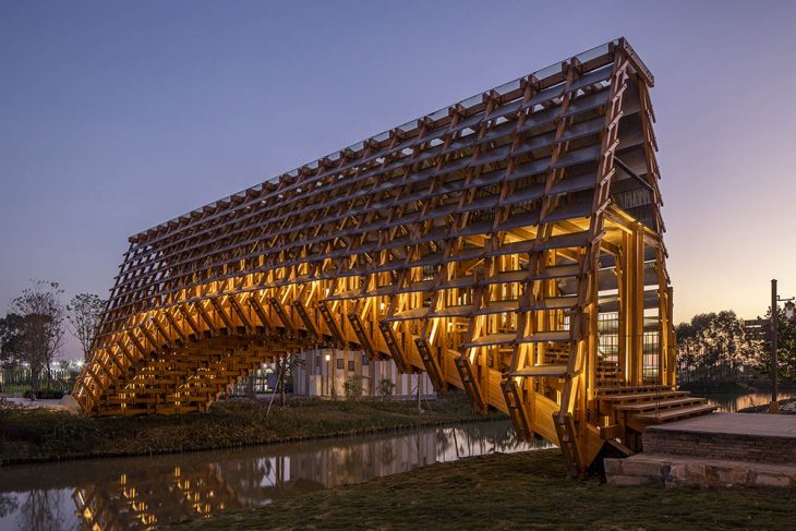 Timber Bridge in Gulou Waterfront by LUO studio 