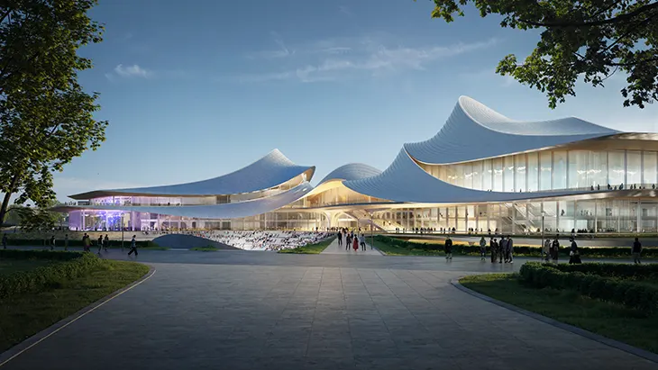 Zhejiang Shaoxing Shangyu District Cao’e River Culture and Art Centre by ZHA